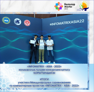 Итоги участия в Международных соревнованиях по компьютерным проектам «INFOMATRIX – ASIA - 2022»