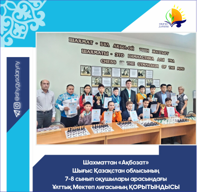 Итоги Национальной Школьной лиги среди учащихся 7-8 классов Восточно-Казахстанской области  по шахматам «Ақбозат»